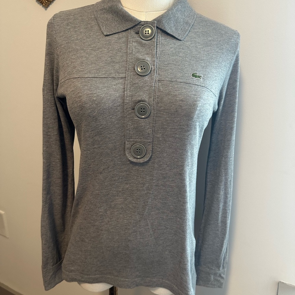 Lacoste Gray Long Sleeve Polo Top